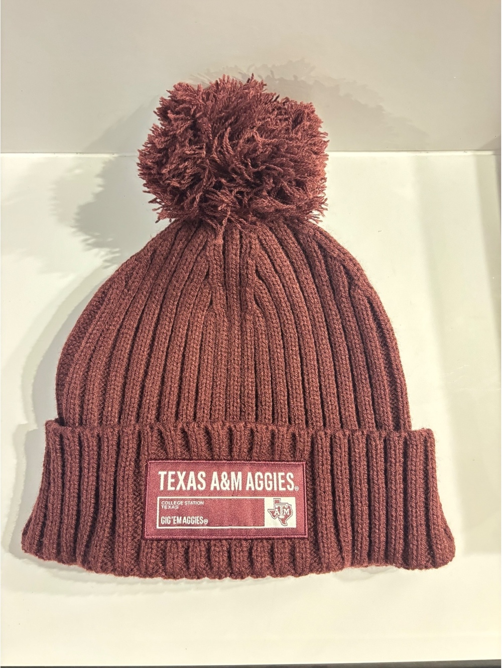 Adidas Texas A&M Aggies Pom Beanie Maroon Ribbed Knit Hat OSFM NWT